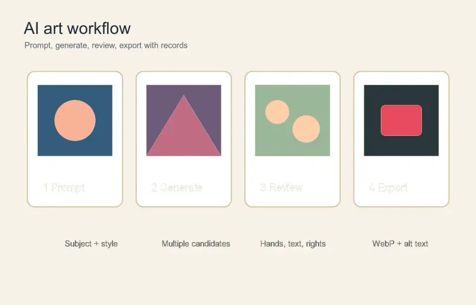 Cover image for AI Art Generator Workflow: Prompts, Review, and Export