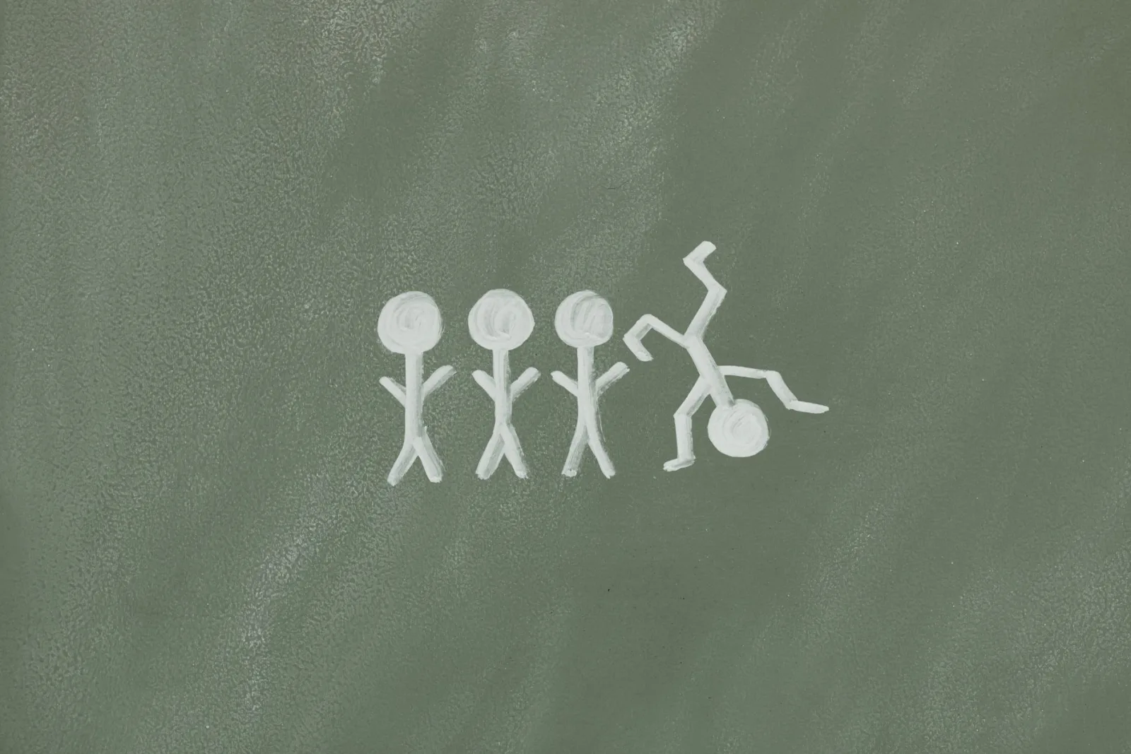 Stick figures drawn as sequential frames on a chalkboard, the manual animation GIFs emulate