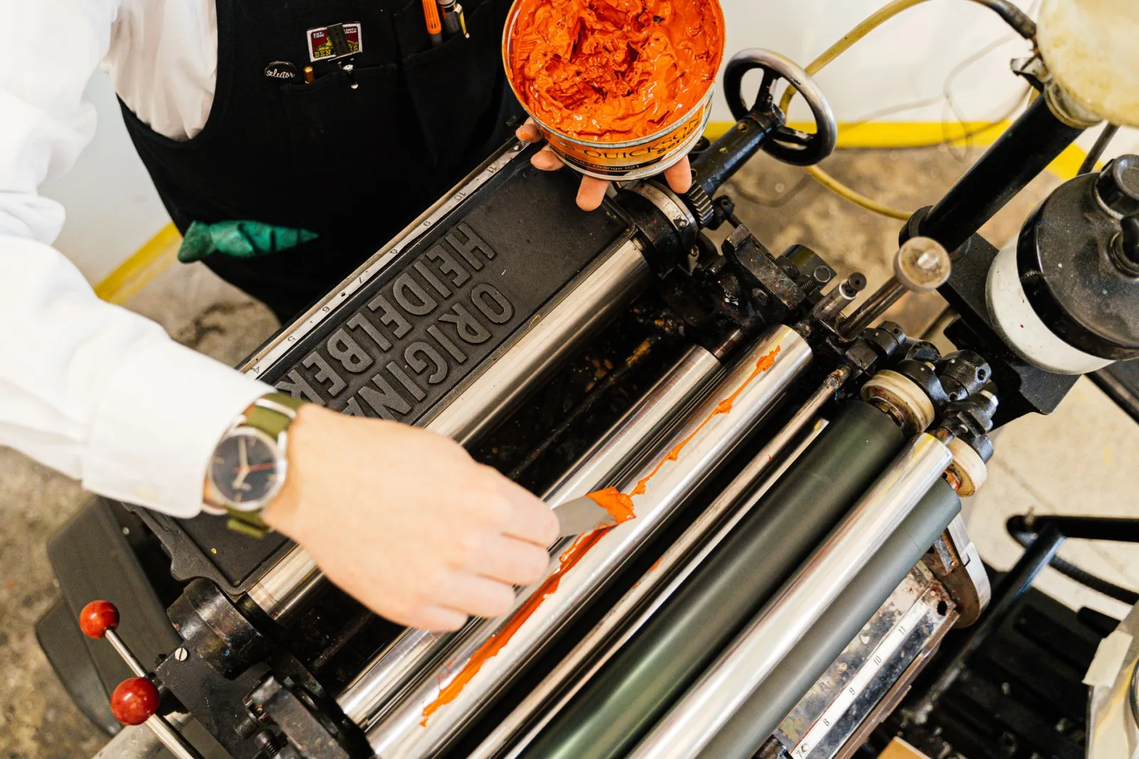 Applying ink to a vintage press, where accurate profiles determine the result