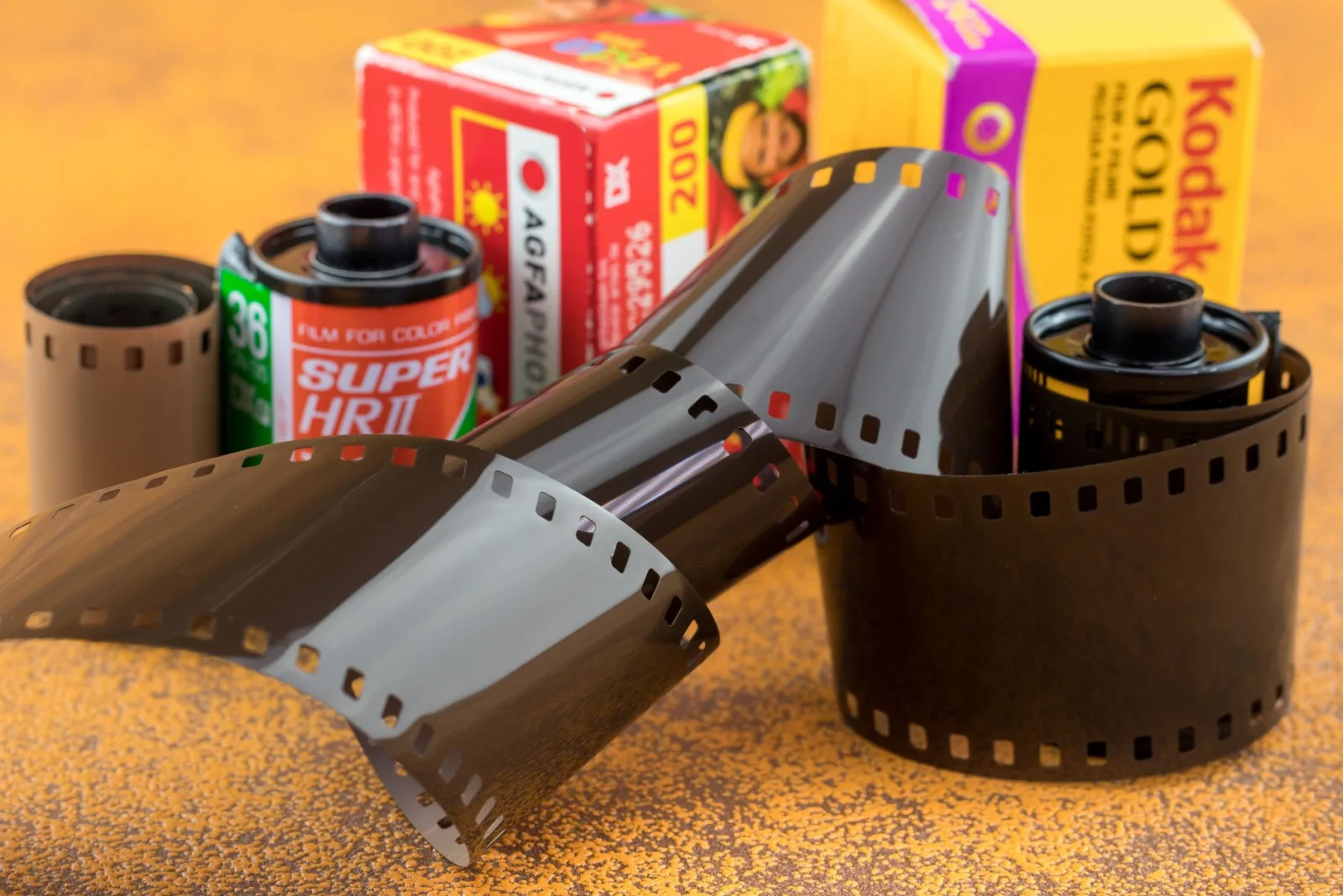 Vintage film rolls, the analog reference for the negative effect