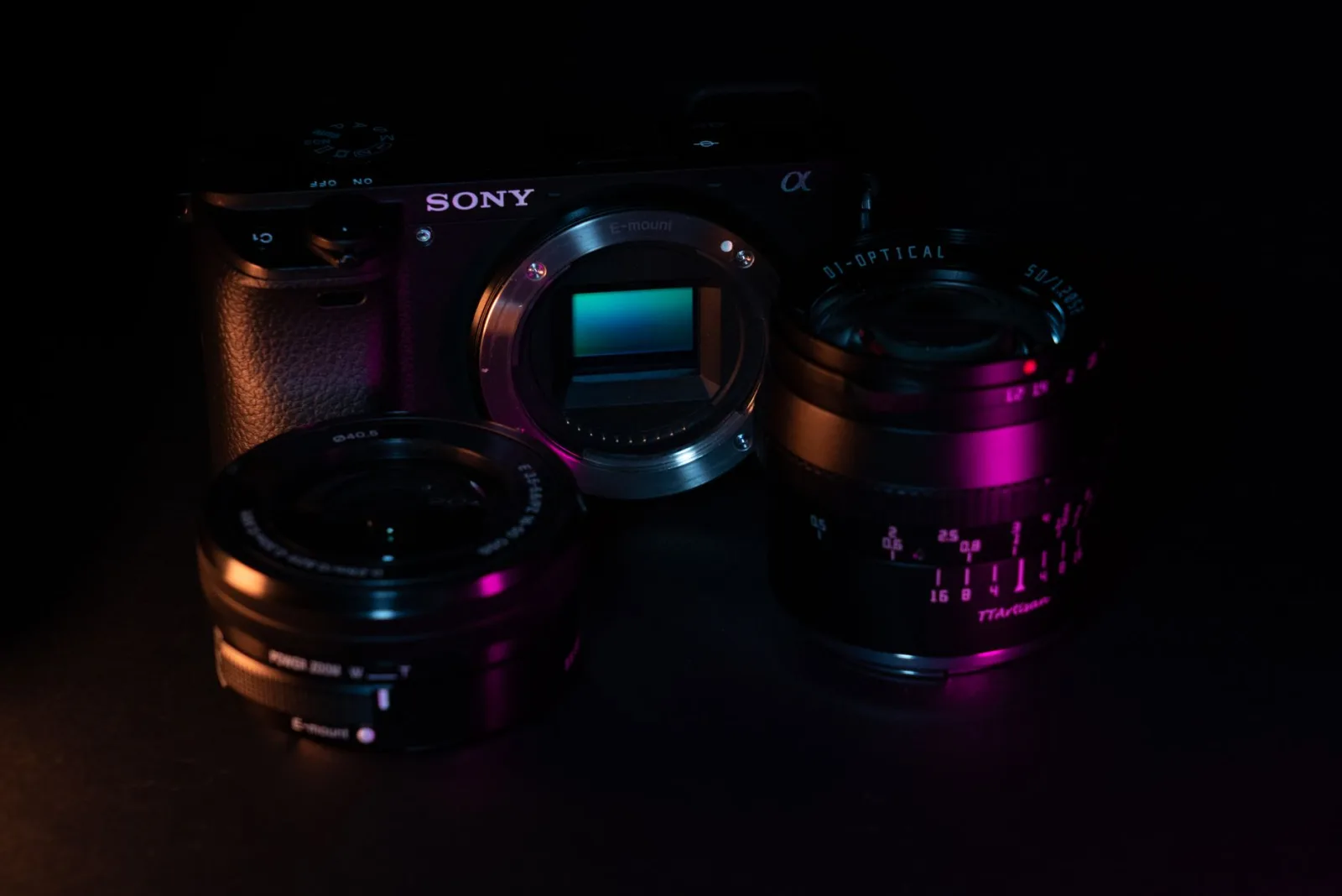 A digital camera in studio, the high-end equipment that produces cleaner files needing less noise reduction
