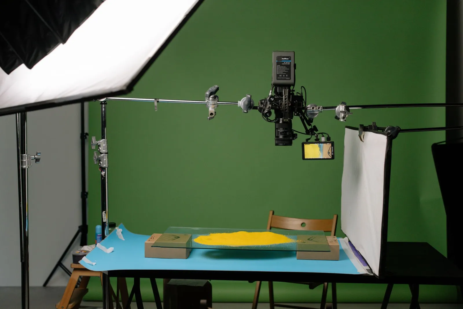 Professional product photography studio with controlled lighting and a seamless backdrop